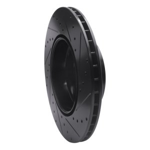 BMW X6 Brake Rotor (1) - Rear Left - R1 Concepts - Drilled & Slotted - Black - `07-`19